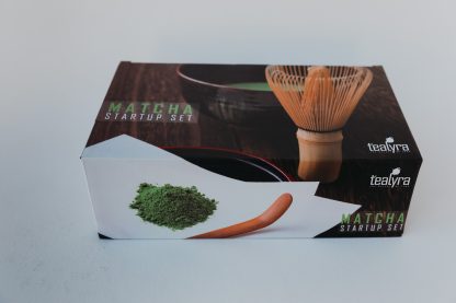 Box set includes all accessories necessary to host a tea ceremony. Includes a bamboo matcha whisk & scoop, ceramic bowl & whisk holder.